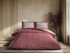 Luxury Ranforce Nevresim Takımı Kravin Çift Kişilik - Bej-Bordo